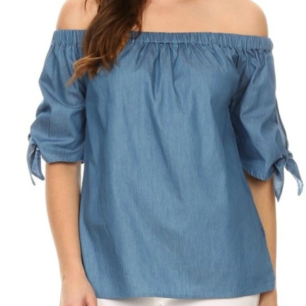 Chambray Off the Shoulder Top